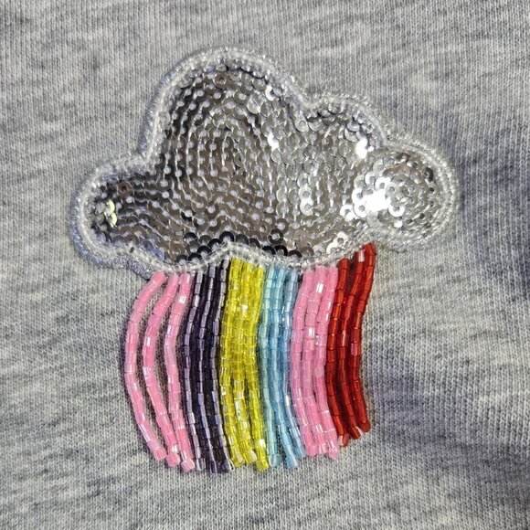 Kate Spade Rain or Shine Gray Elbow Sleeve Sweatshirt Sequin Cloud Whimsical - Picture 6 of 9